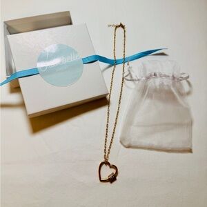 Sparkly Heart Pendant Gold Necklace